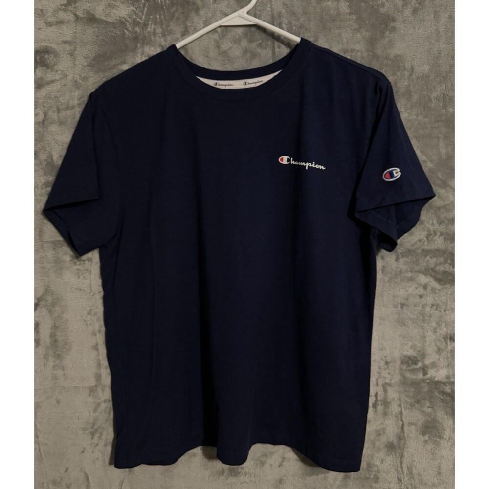 Champion Authentic Athletic Wear Women's Large Short Sleeve T-Shirt Navy w/ Logo